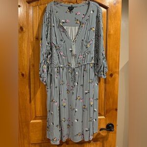 Torrid Striped Floral Midi Dress Size 2X